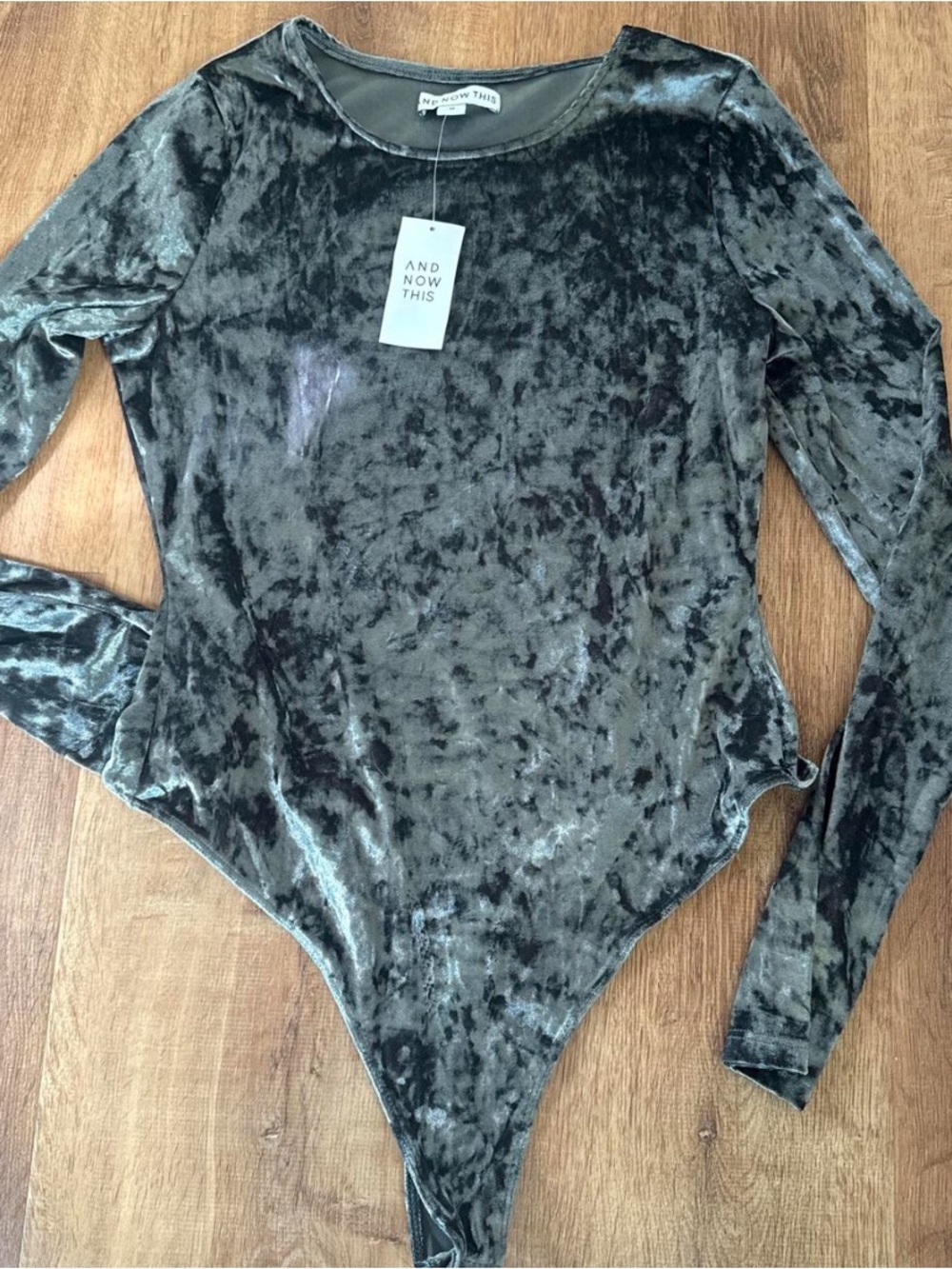 And Now This Crushed Velvet Long-Sleeve Bodysuit
